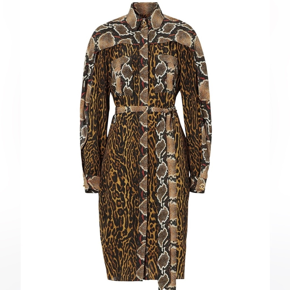 BURBERRY Animal Print Shirt Dress ,size 06 US